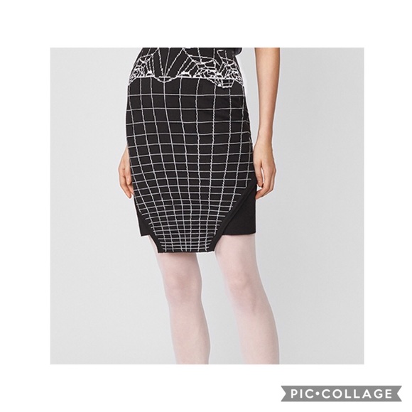 NWT Unique black & white body hugging Grid Knit Skirt - Picture 1 of 4